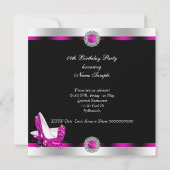 Hot Pink Hi Heels Black Silver Birthday Party Kaart (Achterkant)