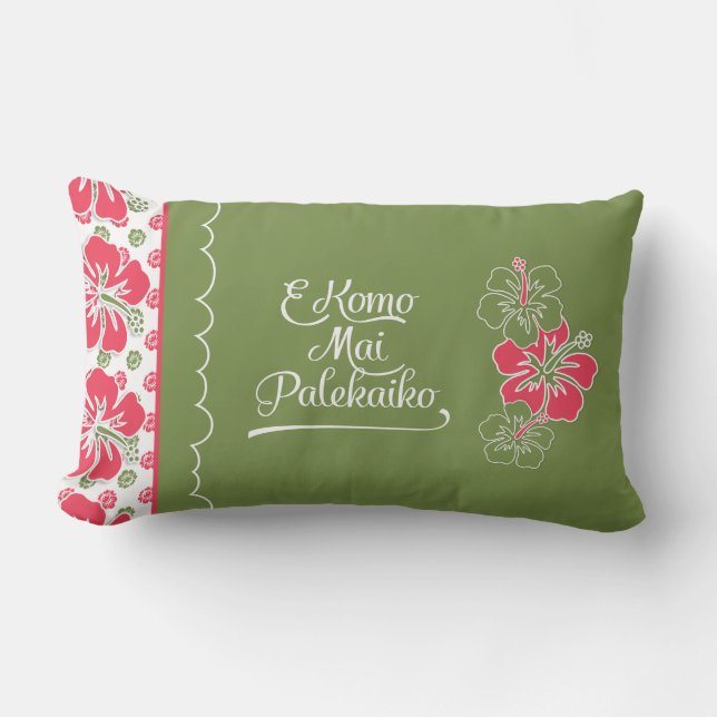 Hot Pink Hibiscus Hawaiian Welkom in het paradijs Buitenkussen (Voorkant)