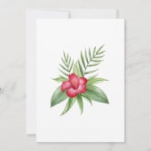 Hot Pink Hibiscus Waterverf Tropische bruiloft Kaart (Achterkant)