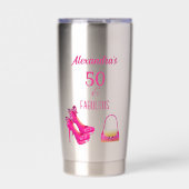Hot Pink High Heels Fabulous 50th Birthday Gift  Geïsoleerde Drinkbeker (Voorkant)