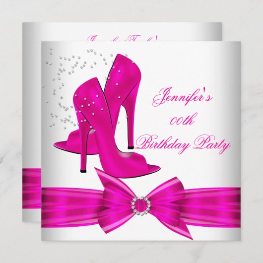 'Hot Pink High Hiel Shoe Birthday' Kaart (Voorkant / Achterkant)