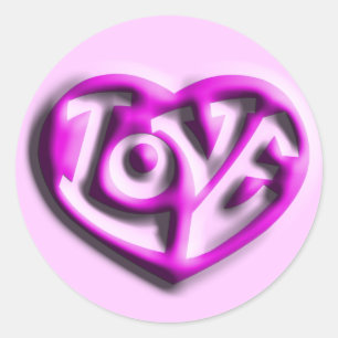 Hot-Pink Hippie Love Heart Ronde Sticker