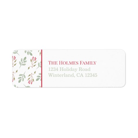 Hot Pink Holly Berry en Eucalyptus Retouradres Etiket (Voorkant)