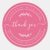 Hot Pink Homemade Thank You Label (Voorkant)