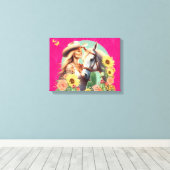 Hot Pink Horse Lovers Wall Art Canvas (Insitu (Houten vloer))