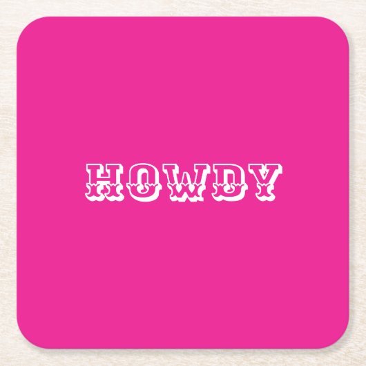 Hot Pink Howdy Cowgirl Style Kartonnen Onderzetters (Voorkant)