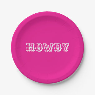 Hot Pink Howdy Cowgirl Style Papieren Bordje