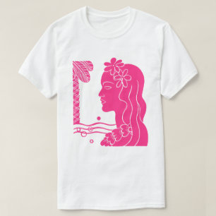 Hot Pink Hula Girl Head T-Shirt