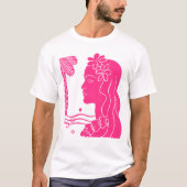 Hot Pink Hula Girl Head T-Shirt (Voorkant)