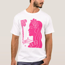 Hot Pink Hula Girl Head T-Shirt