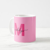 Hot Pink Initiaal naam monogram Koffiemok (Voorkant links)