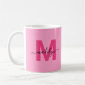 Hot Pink Initiaal naam monogram Koffiemok (Links)