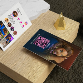 Hot Pink Instagram QR Code Business Card for Braid Visitekaartje
