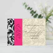 Hot Pink Ivory Swirl Wedding RSVP (Staand voorkant)