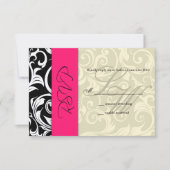 Hot Pink Ivory Swirl Wedding RSVP Kaartje (Voorkant)