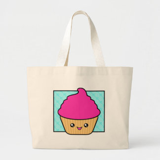 Hot Pink Kawaii Cupcake Grote Tote Bag