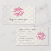 Hot Pink Kiss Lips met Golden Bokeh Stippen Make-u Visitekaartje (Voorkant / Achterkant)