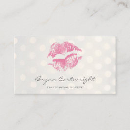 Hot Pink Kiss Lips met Golden Bokeh Stippen Make-u Visitekaartje