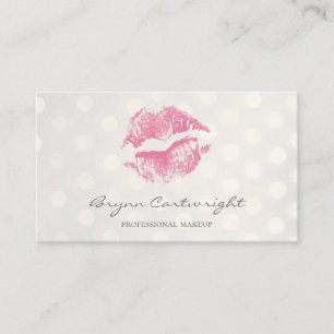 Hot Pink Kiss Lips met Golden Bokeh Stippen Make-u Visitekaartje