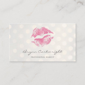 Hot Pink Kiss Lips met Golden Bokeh Stippen Make-u Visitekaartje