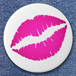 Hot Pink Kiss Stain Ronde Button 7,6 Cm