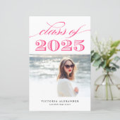 Hot Pink Klasse van 2025 Foto Afstuderen (Staand voorkant)