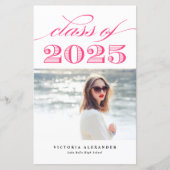 Hot Pink Klasse van 2025 Foto Afstuderen (Voorkant)