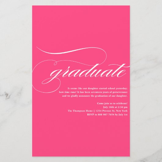 Hot Pink  Klasse van 2025 Foto Afstuderen (Achterkant)