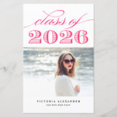 Hot Pink  Klasse van 2025 Foto Afstuderen (Voorkant)