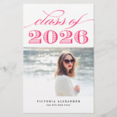 Hot Pink Klasse van 2025 Foto Afstuderen (Voorkant)