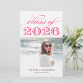 Hot Pink Klasse van 2025 Foto Afstuderen (Staand voorkant)