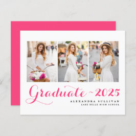 Hot Pink Klasse van 2025 Photo Collage Afstuderen