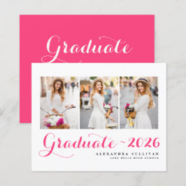 Hot Pink Klasse van 2025 Photo Collage Afstuderen