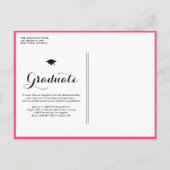 Hot Pink Klasse van 2025 Photo Collage Afstuderen Uitnodiging Briefkaart (Achterkant)
