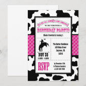 Hot Pink Koeienhuid Cowboy Birthday Uitnodiging (Voorkant / Achterkant)