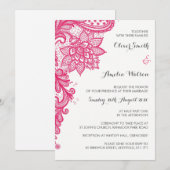 Hot Pink Lace bruiloft uitnodiging (Voorkant / Achterkant)