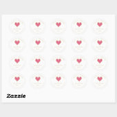 Hot Pink Lace Effect Heart Love Thanks Supporting Ronde Sticker (Vel)