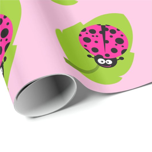 Hot Pink Ladybug Cadeaupapier (Rol Hoek)