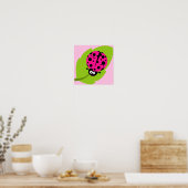 Hot Pink Ladybug Poster (Keuken)