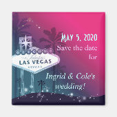 Hot Pink Las Vegas Strip Bruiloft Save the Date Magneet (Voorkant)