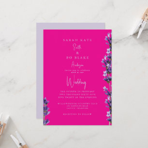 Hot Pink & Lavendel Bloemen Geen Ouders Trouwen Kaart