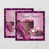 Hot Pink Leopard 50ste verjaardagsfeestje Kaart (Voorkant / Achterkant)