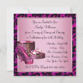 Hot Pink Leopard 50ste verjaardagsfeestje Kaart (Achterkant)