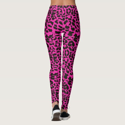 Hot Pink Leopard Animal Print Leggings (Achterkant)