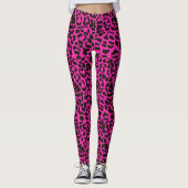 Hot Pink Leopard Animal Print Leggings (Voorkant)