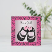Hot Pink Leopard Baby Girl Shower Kaart (Staand voorkant)