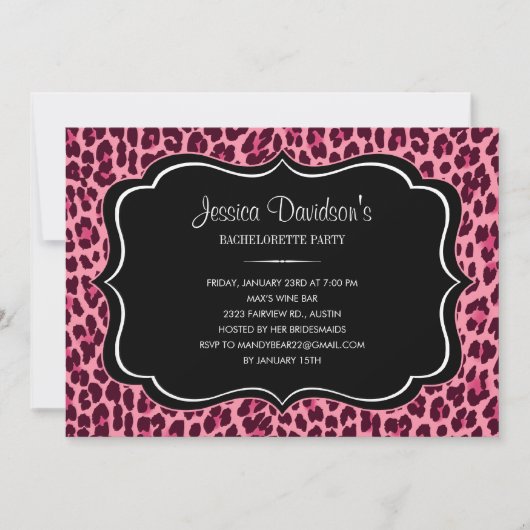 Hot Pink Leopard Bachelorette Party Uitnodiging (Voorkant)