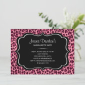 Hot Pink Leopard Bachelorette Party Uitnodiging (Staand voorkant)