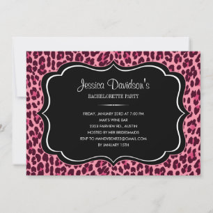Hot Pink Leopard Bachelorette Party Uitnodiging