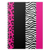 Hot Pink Leopard en Zebra Animal Print Notitieboek (Voorkant)